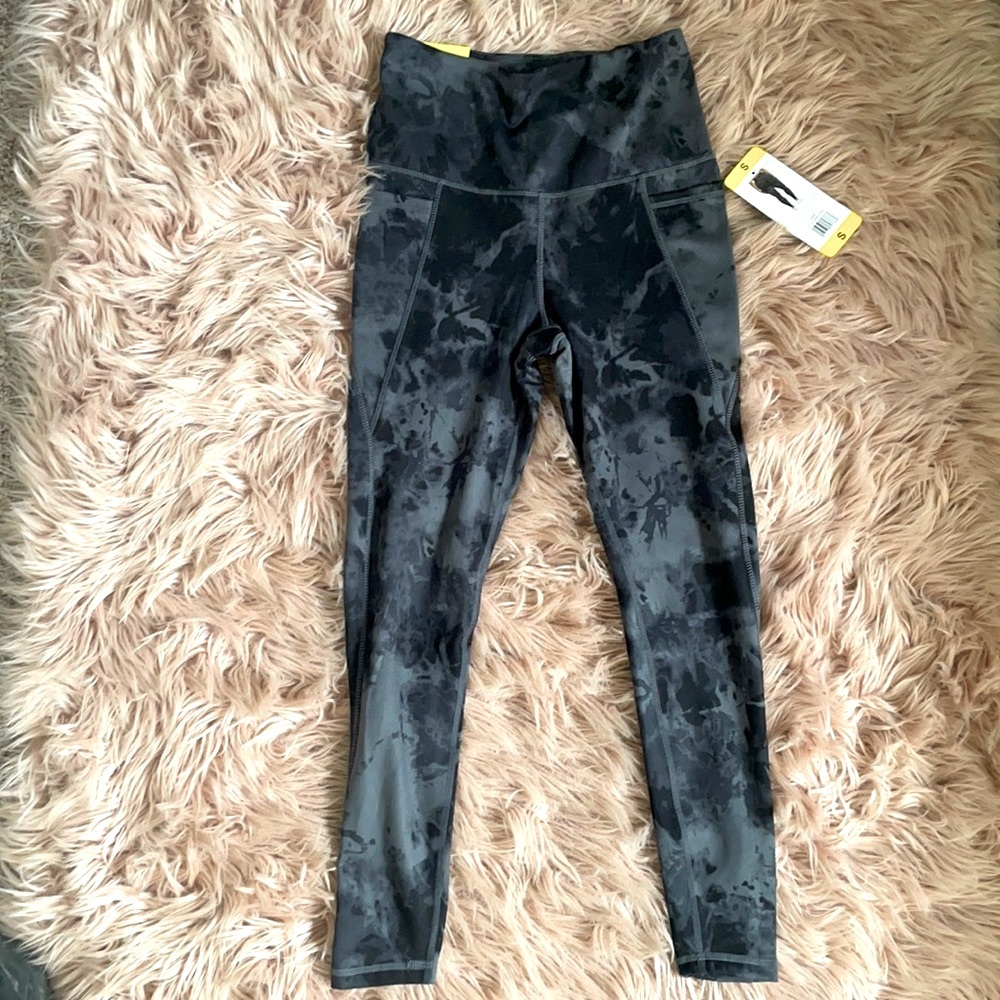 Danskin black and grey tie dye high rise legging size S